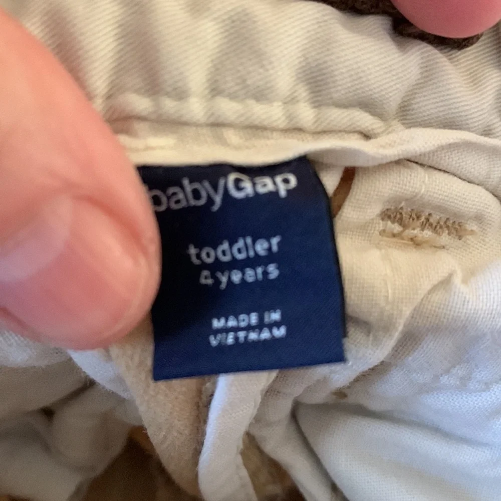 Baby Gap boy size 4 khaki cotton adjustable waist cargo shorts heavy duty VGUC